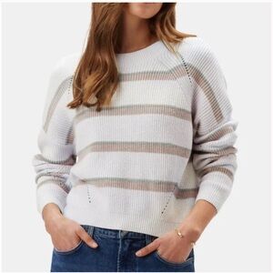Amour Vert White and Gray Crew Neck Sweater
